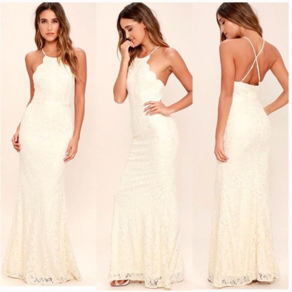 Lulu's Zenith cream lace maxi dress